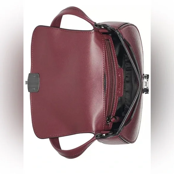 Calvin Klein Red Baguette Shoulder Bag Y2K Minimalist Clasp Small Purse - Picture 10 of 11